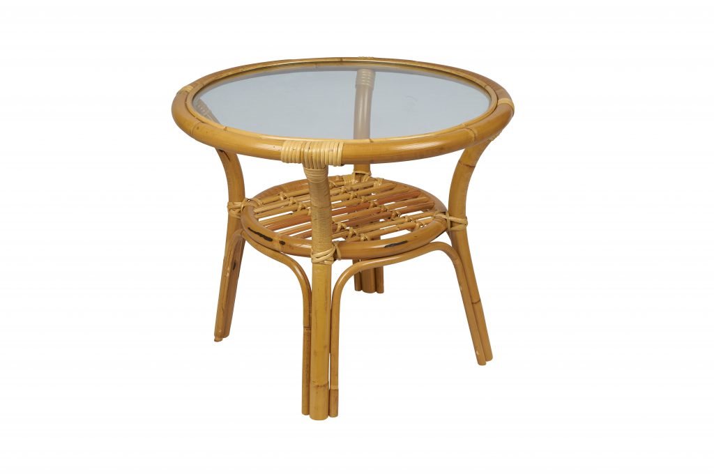 Rotan tafeltje Belse retro rond te combineren met de stoel Belse.